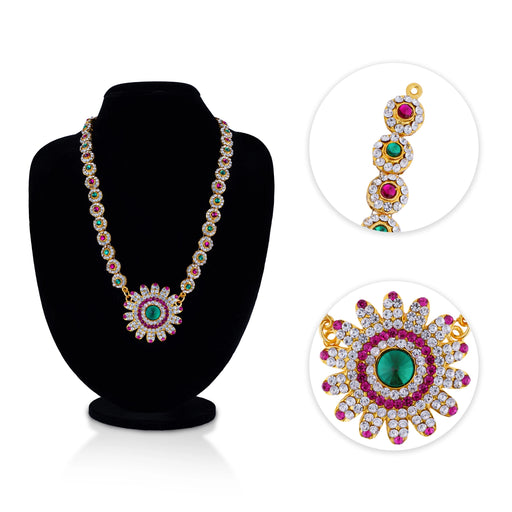 Stone Haram - 9 Inches | Multicolour Stone Jewellery/ Artificial Jewelry For Deity Decor - Neck & Body Accessories