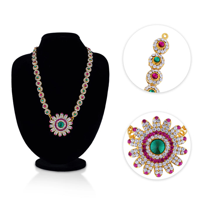 Stone Haram - 9 Inches | Multicolour Stone Jewellery/ Artificial Jewelry For Deity Decor - Neck & Body Accessories