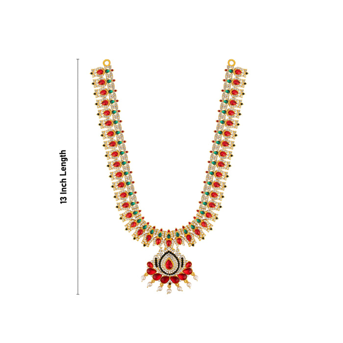 Stone Haram | Multicolour Stone Jewelry/ Deity Necklace/ 2 Step Haram/ Jewellery for Deity - Neck & Body Accessories