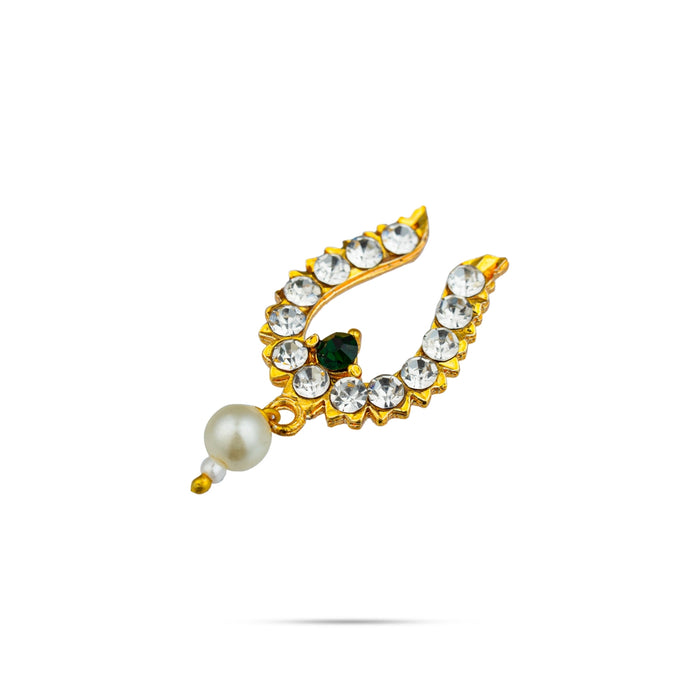 Stone Bullaku Nose Pin - 1.25 X 0.5 Inches | Nose Ring/ Nose Studs/ Mukkera For Deity Decor - Head & Face Accessories