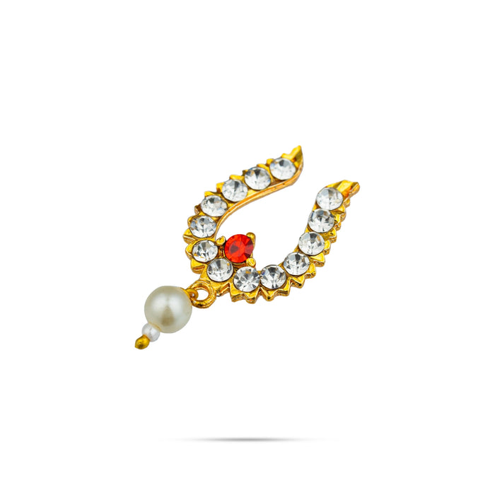 Stone Bullaku Nose Pin - 1.25 X 0.5 Inches | Nose Ring/ Nose Studs/ Mukkera For Deity Decor - Head & Face Accessories