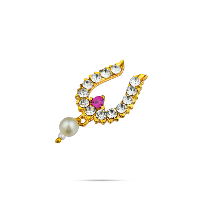 Stone Bullaku Nose Pin - 1.25 X 0.5 Inches | Nose Ring/ Nose Studs/ Mukkera For Deity Decor - Head & Face Accessories