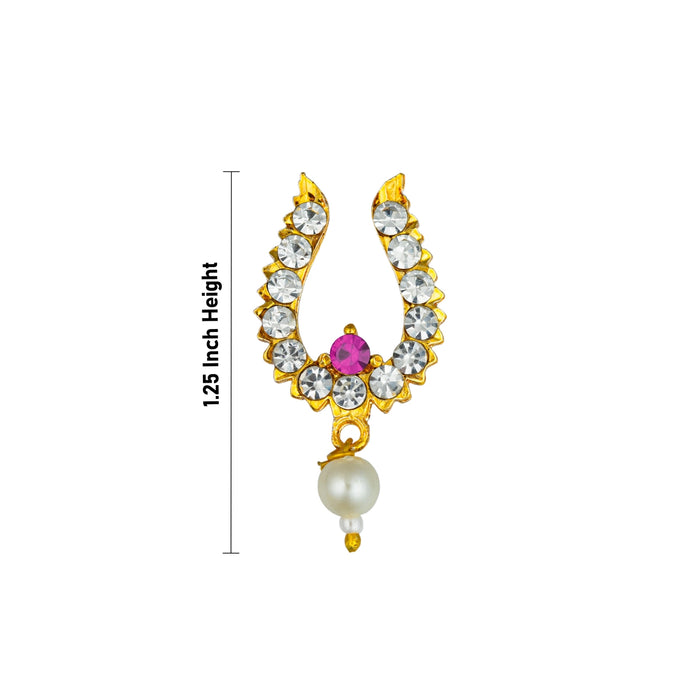 Stone Bullaku Nose Pin - 1.25 X 0.5 Inches | Nose Ring/ Nose Studs/ Mukkera For Deity Decor - Head & Face Accessories