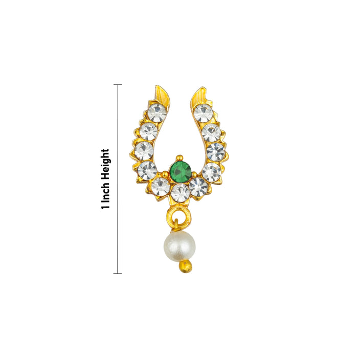 Stone Bullaku Nose Pin - 1 X 0.1 Inch | Nose Ring/ Nose Studs/ Mukkera For Deity Decor - Head & Face Accessories