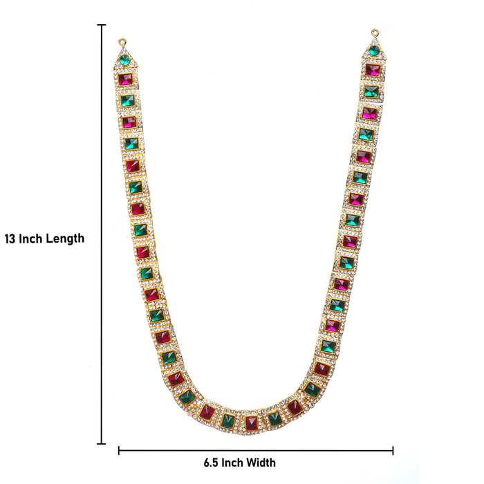 Stone Haram and Necklace Set | Haram Necklace Set/ Multicolour Stone Jewelry/ Jewellery for Deity - Neck & Body Accessories