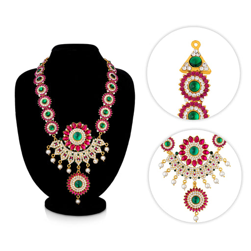 Stone Haram - 12 Inches | Multicolour Stone Jewellery/ Artificial Jewelry For Deity Decor - Neck & Body Accessories