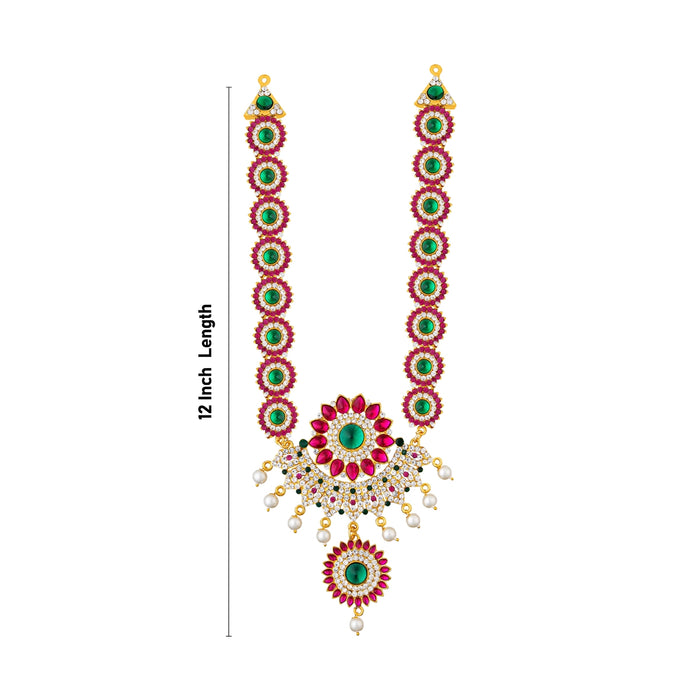 Stone Haram - 12 Inches | Multicolour Stone Jewellery/ Artificial Jewelry For Deity Decor - Neck & Body Accessories