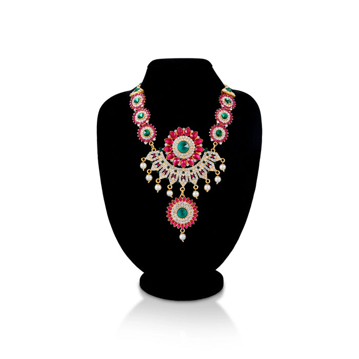 Stone Necklace - 8 Inches | Multicolour Stone Jewellery/ Artificial Jewelry for Deity - Neck & Body Accessories