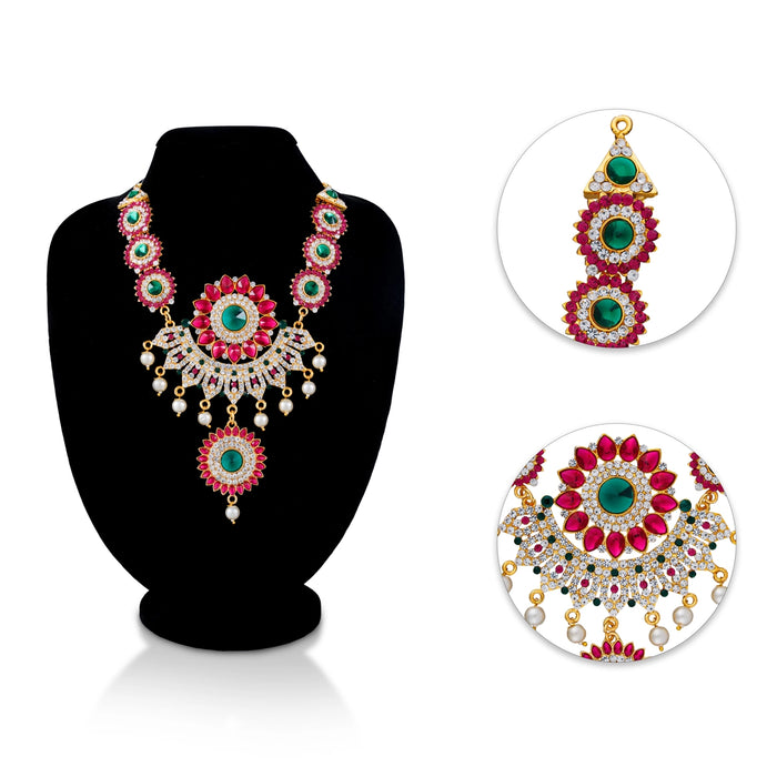 Stone Necklace - 8 Inches | Multicolour Stone Jewellery/ Artificial Jewelry for Deity - Neck & Body Accessories