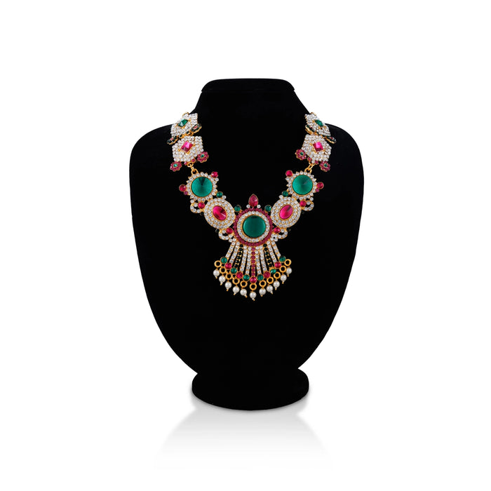 Stone Necklace - 7.5 Inches | Artificial Jewelry/ Multicolour Stone Jewellery for Deity/ Assorted - Neck & Body Accessories