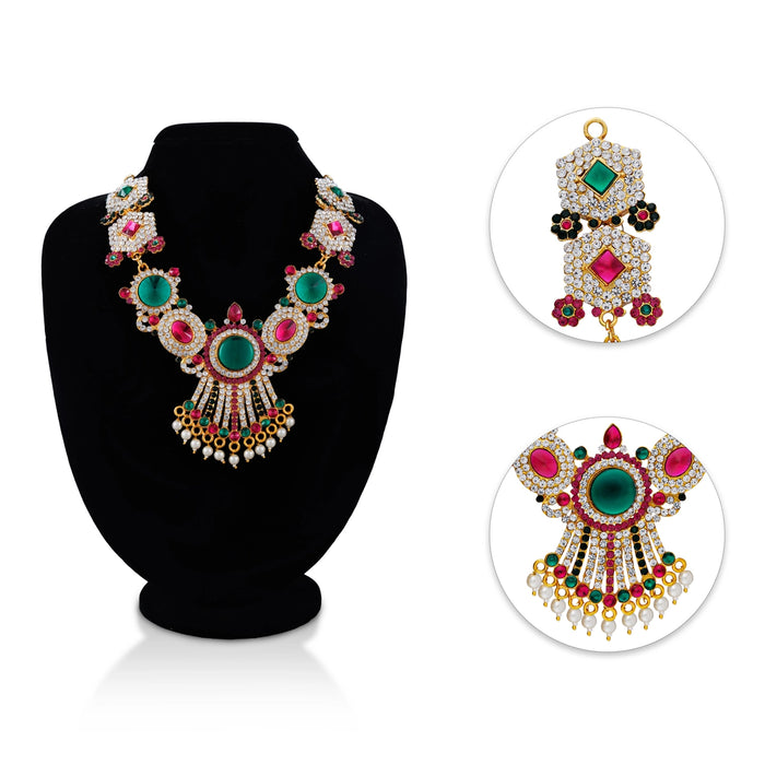 Stone Necklace - 7.5 Inches | Artificial Jewelry/ Multicolour Stone Jewellery for Deity/ Assorted - Neck & Body Accessories