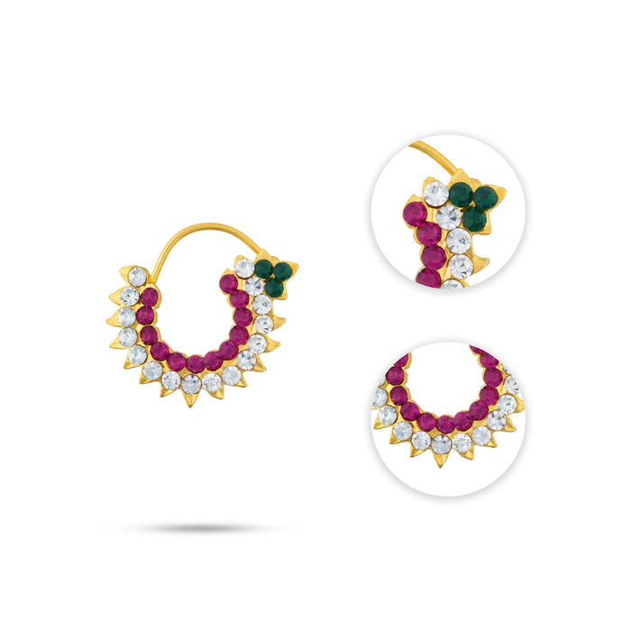 Stone Nathu - 1.5 x 1 Inches | Stone Nose Pin/ Small Nose Pin/ Stone Jewellery For Deity Alankaram