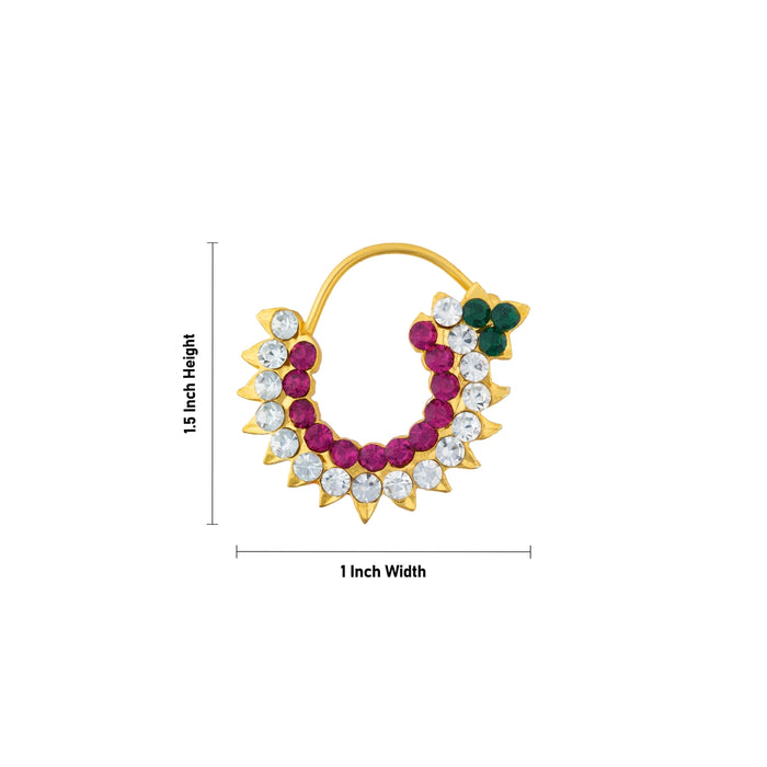 Stone Nathu - 1.5 x 1 Inches | Stone Nose Pin/ Small Nose Pin/ Stone Jewellery For Deity Alankaram