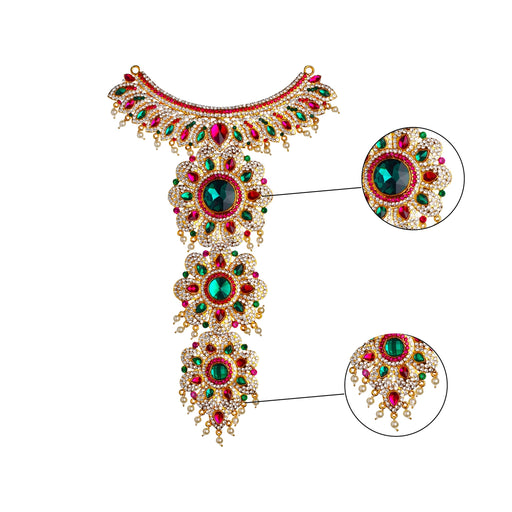 Stone Necklace - 12 Inches | Multicolour Stone Jewelry/ Jewellery for Deity - Neck & Body Accessories