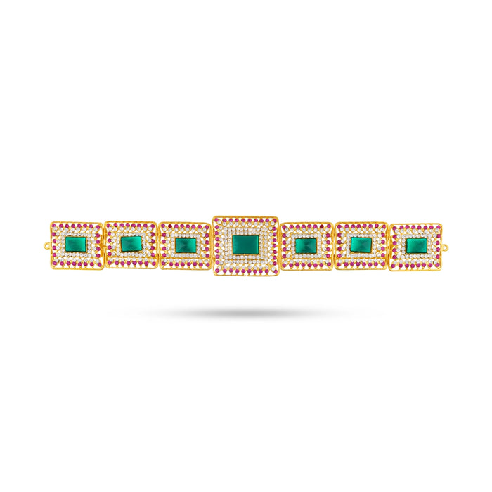 Hip Belt - 11 Inches | Multicolour Stone Jewellery/ Waist Belt/ Artificial Jewelry/ Stone Belt For Deity