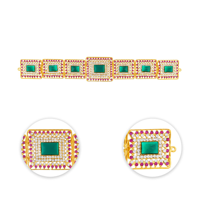 Hip Belt - 11 Inches | Multicolour Stone Jewellery/ Waist Belt/ Artificial Jewelry/ Stone Belt For Deity