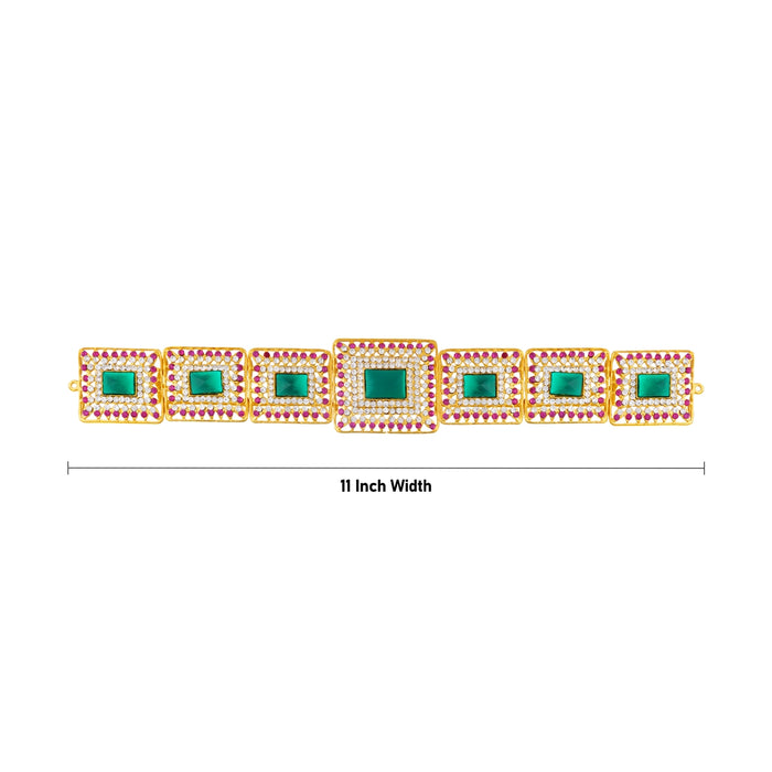 Hip Belt - 11 Inches | Multicolour Stone Jewellery/ Waist Belt/ Artificial Jewelry/ Stone Belt For Deity