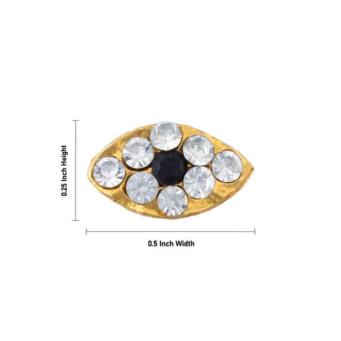 Eye & Eyebrow Set - 0.25 x 0.5 Inches | Stone Studded Eye Ornament/ Amman Face Alangaram for Pooja