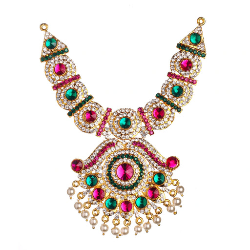 Stone Necklace - 6 x 3.5 Inches | Necklace/ Multicolour Stone Jewelry/ Jewellery for Deity - Neck & Body Accessories