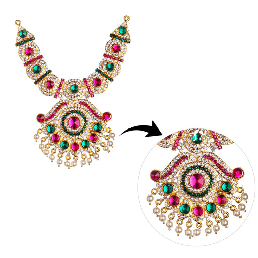 Stone Necklace - 6 x 3.5 Inches | Necklace/ Multicolour Stone Jewelry/ Jewellery for Deity - Neck & Body Accessories