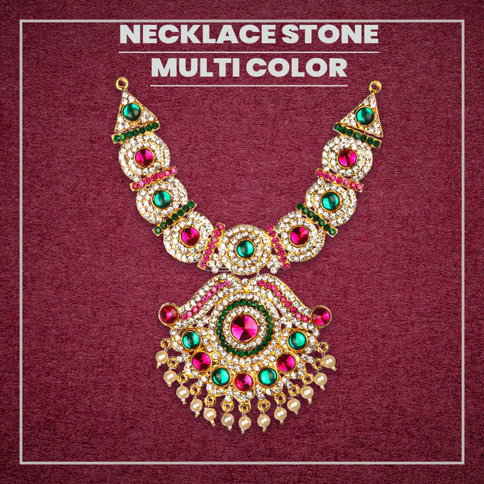 Stone Necklace - 6 x 3.5 Inches | Necklace/ Multicolour Stone Jewelry/ Jewellery for Deity