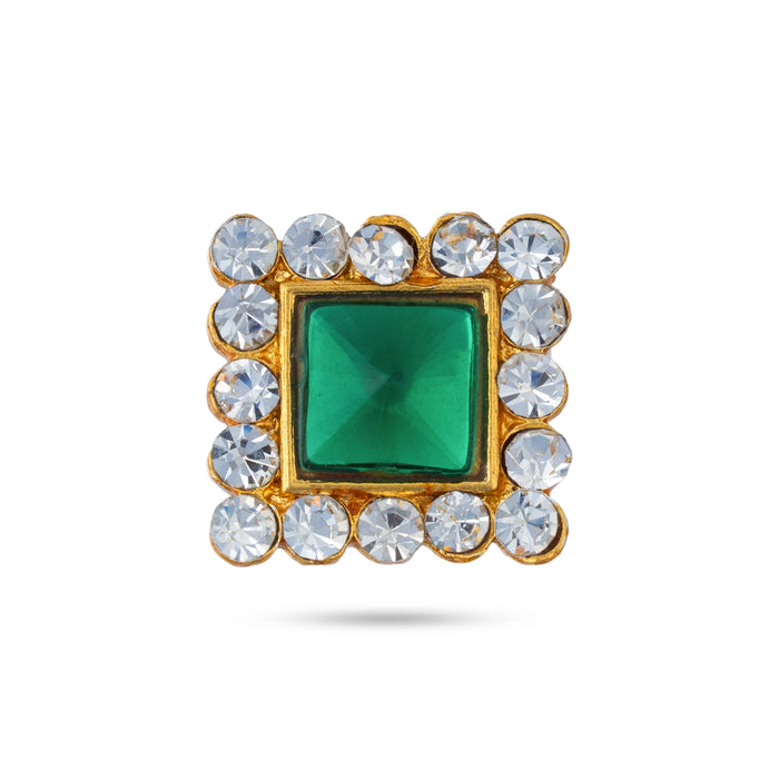 Stone Bindi - 0.75 x 0.5 Inches | Square Shape Pottu With Stone/ Multicolour Stone Tilak/ Stone Tikka