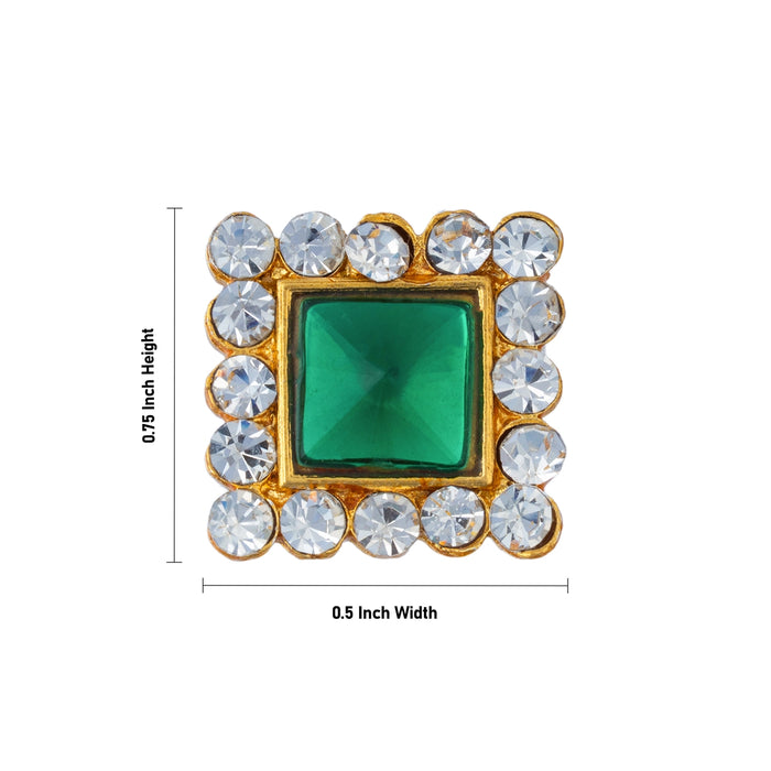 Stone Bindi - 0.75 x 0.5 Inches | Square Shape Pottu With Stone/ Multicolour Stone Tilak/ Stone Tikka