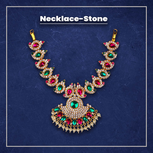 Stone Necklace - 6 x 3 Inches Mango | Necklace/ Multicolour Stone Jewelry/ Jewellery for Deity - Neck & Body Accessories