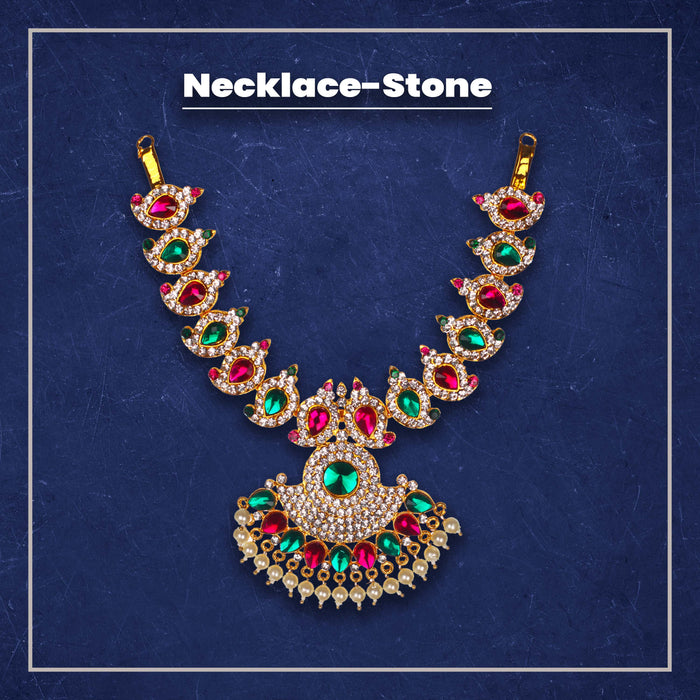 Stone Necklace - 6 x 3 Inches Mango | Necklace/ Multicolour Stone Jewelry/ Jewellery for Deity