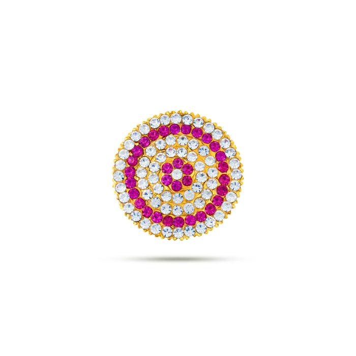 Stone Tikka - 1.25 Inches | Round Shape Pottu/ Bindi With Stone/ Stone Tilak for Deity