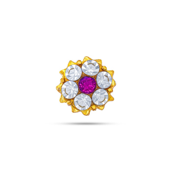 Stone Bindi - 0.25 x 0.25 Inches | Round Shape Stone Tikka/ Multicolour Stone Tilak/ Pottu With Stone for Deity
