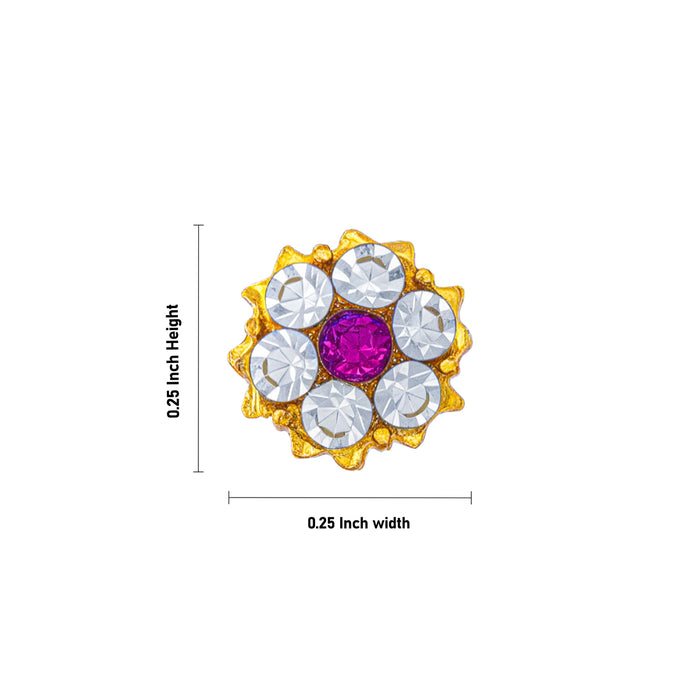 Stone Bindi - 0.25 x 0.25 Inches | Round Shape Stone Tikka/ Multicolour Stone Tilak/ Pottu With Stone for Deity