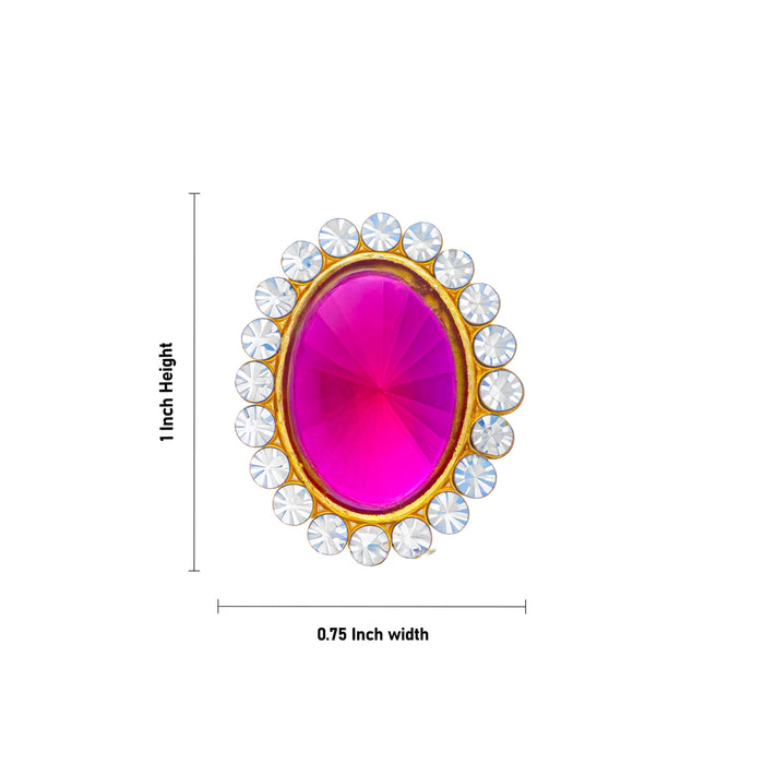 Stone Tilak - 1 x 0.75 Inches | Oval Shape Pottu/ Colour Bindi/ Stone Tikka for God