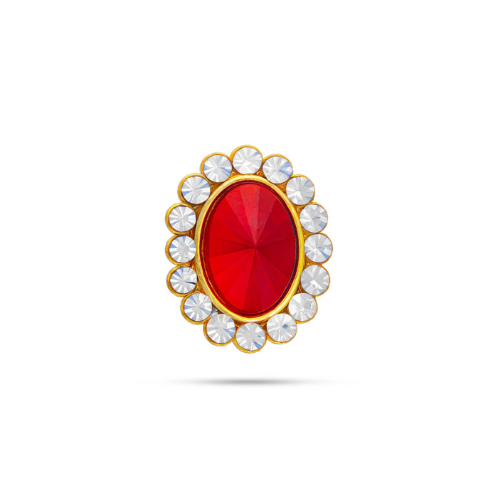 Stone Pottu - 1 x 0.5 Inches | Oval Shape Tilak/ Stone Tikka/ Stone Bindi