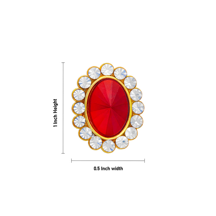 Stone Pottu - 1 x 0.5 Inches | Oval Shape Tilak/ Stone Tikka/ Stone Bindi