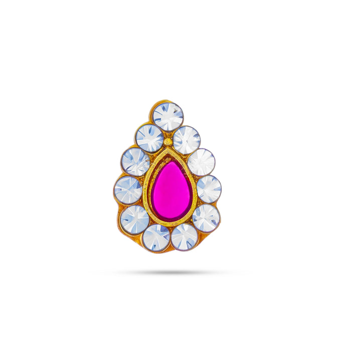 Stone Bindi - 1 x 0.5 Inches | Multicolour Stone Pottu/ Tikka With Stone/ Stone Tilak for Deity