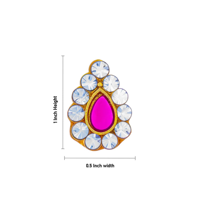 Stone Bindi - 1 x 0.5 Inches | Multicolour Stone Pottu/ Tikka With Stone/ Stone Tilak for Deity