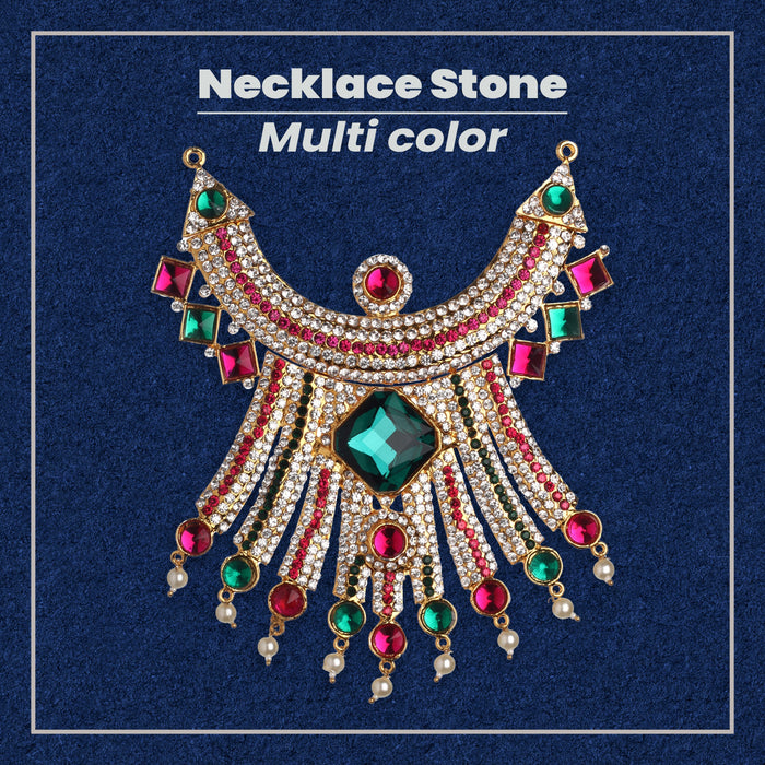 Stone Necklace - 6 x 3 Inches | Necklace/ Multicolour Stone Jewelry/ Jewellery for Deity