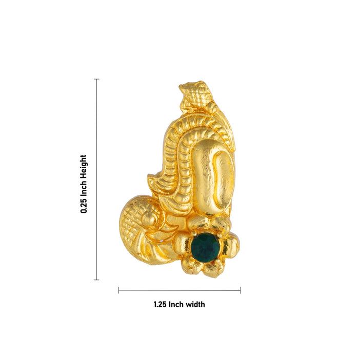 Earring Pair - 0.25 x 1.25 Inches | Gold Polish Studs/ Single Stone Earrings/ Ear Ring for Deity