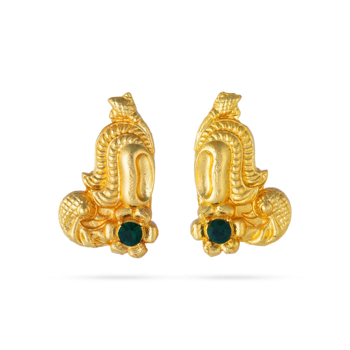 Earring Pair - 0.25 x 1 Inches | Gold Polish Studs/ Ear Ring/ Artificial Jewellery/ Earrings for Deity Decor