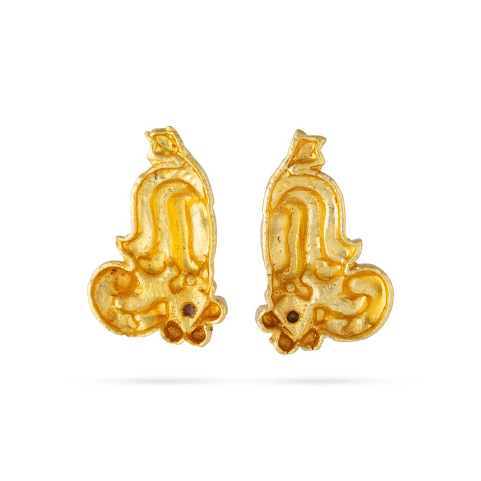 Earring Pair - 0.25 x 1 Inches | Gold Polish Studs/ Ear Ring/ Artificial Jewellery/ Earrings for Deity Decor