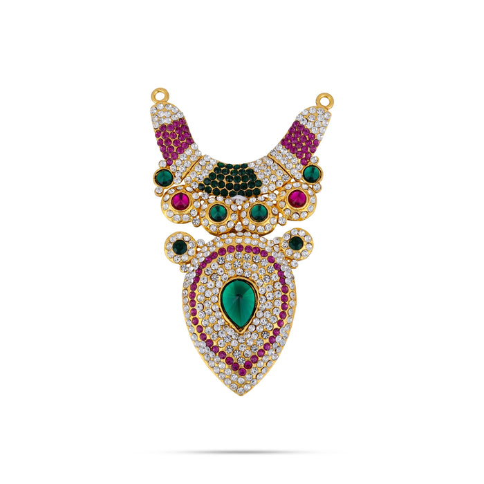 Stone Haram & Stone Necklace Pair - 8 x 5 Inches | Beads & Multicolour Stone Jewelry/ Artificial Jewellery for Deity - Neck & Body Accessories