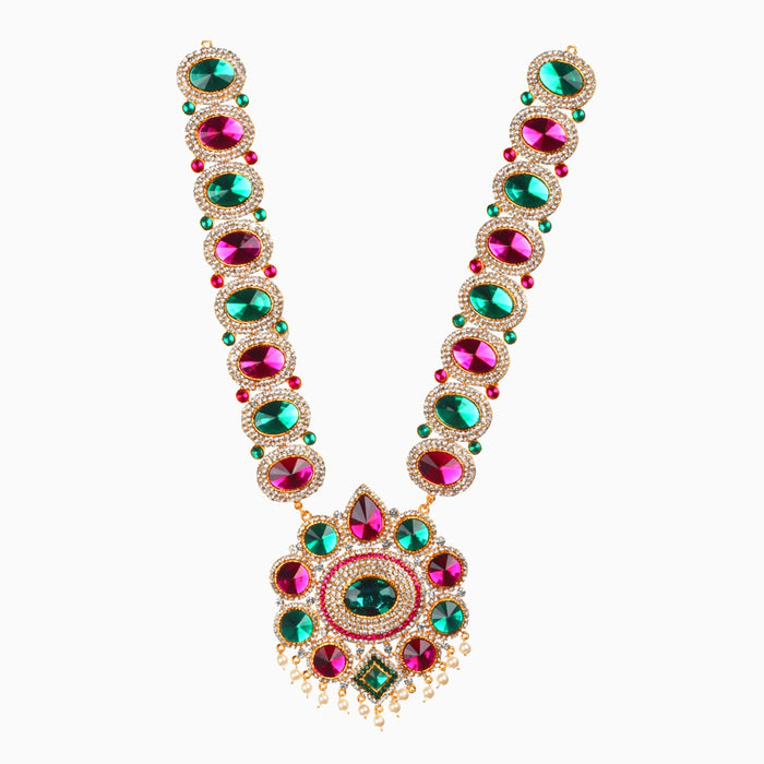 Stone Haram - 15 x 4 Inches | Haram/ Multicolour Stone Jewelry/ Stone Jewellery for Deity - Neck & Body Accessories