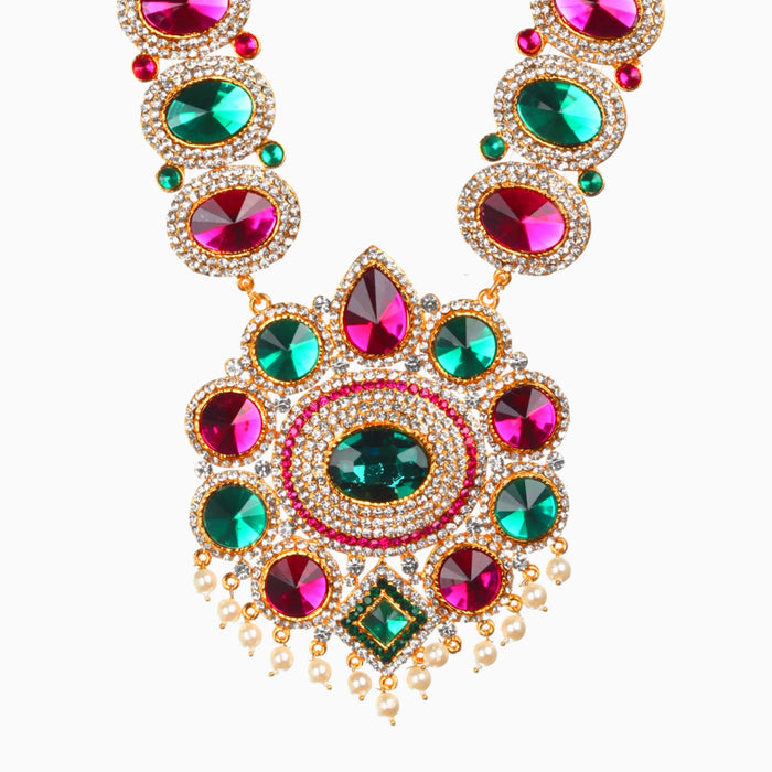 Stone Haram - 15 x 4 Inches | Haram/ Multicolour Stone Jewelry/ Stone Jewellery for Deity - Neck & Body Accessories