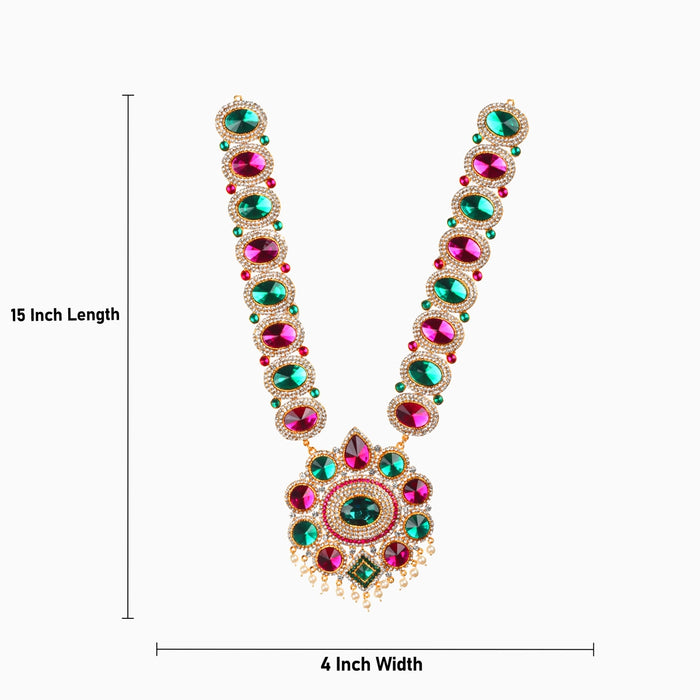 Stone Haram - 15 x 4 Inches | Haram/ Multicolour Stone Jewelry/ Stone Jewellery for Deity - Neck & Body Accessories
