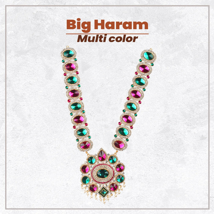 Stone Haram - 15 x 4 Inches | Haram/ Multicolour Stone Jewelry/ Stone Jewellery for Deity - Neck & Body Accessories