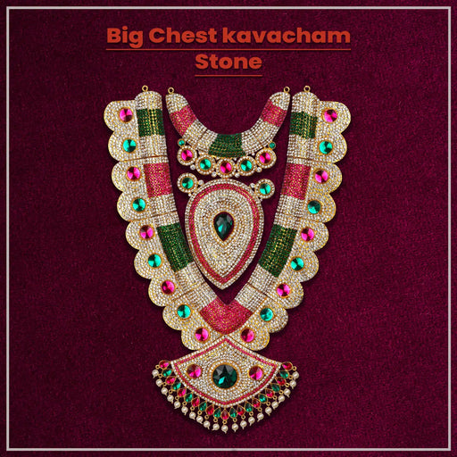 Stone Haram & Stone Necklace Set - 15 x 10 Inches | Multicolour Stone Jewelry/ Jewellery for Deity - Neck & Body Accessories