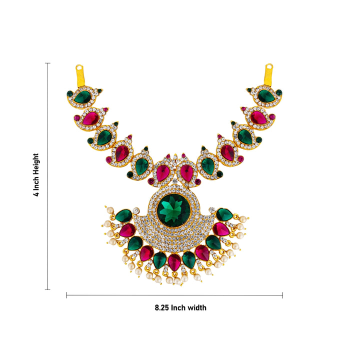 Stone Necklace - 4 x 8.25 Inches | Multicolour Stone Jewellery/ Artificial Jewelry for Deity - Neck & Body Accessories