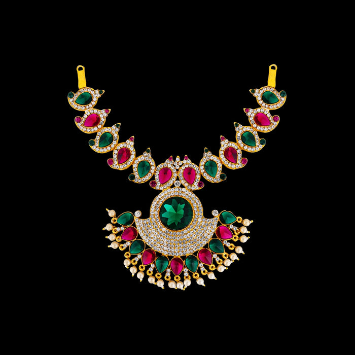 Stone Necklace - 4 x 8.25 Inches | Multicolour Stone Jewellery/ Artificial Jewelry for Deity - Neck & Body Accessories