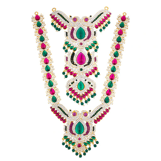 Stone Haram - 16 x 3.5 Inches | Haram/ Multicolour Stone Jewelry/ Stone Jewellery for Deity - Neck & Body Accessories